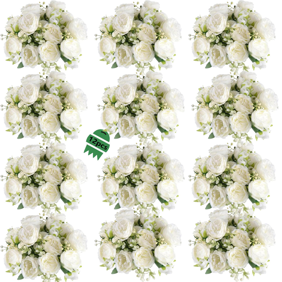 SugarHuLu white peonies bouquet in a vase for long-lasting elegant decor.