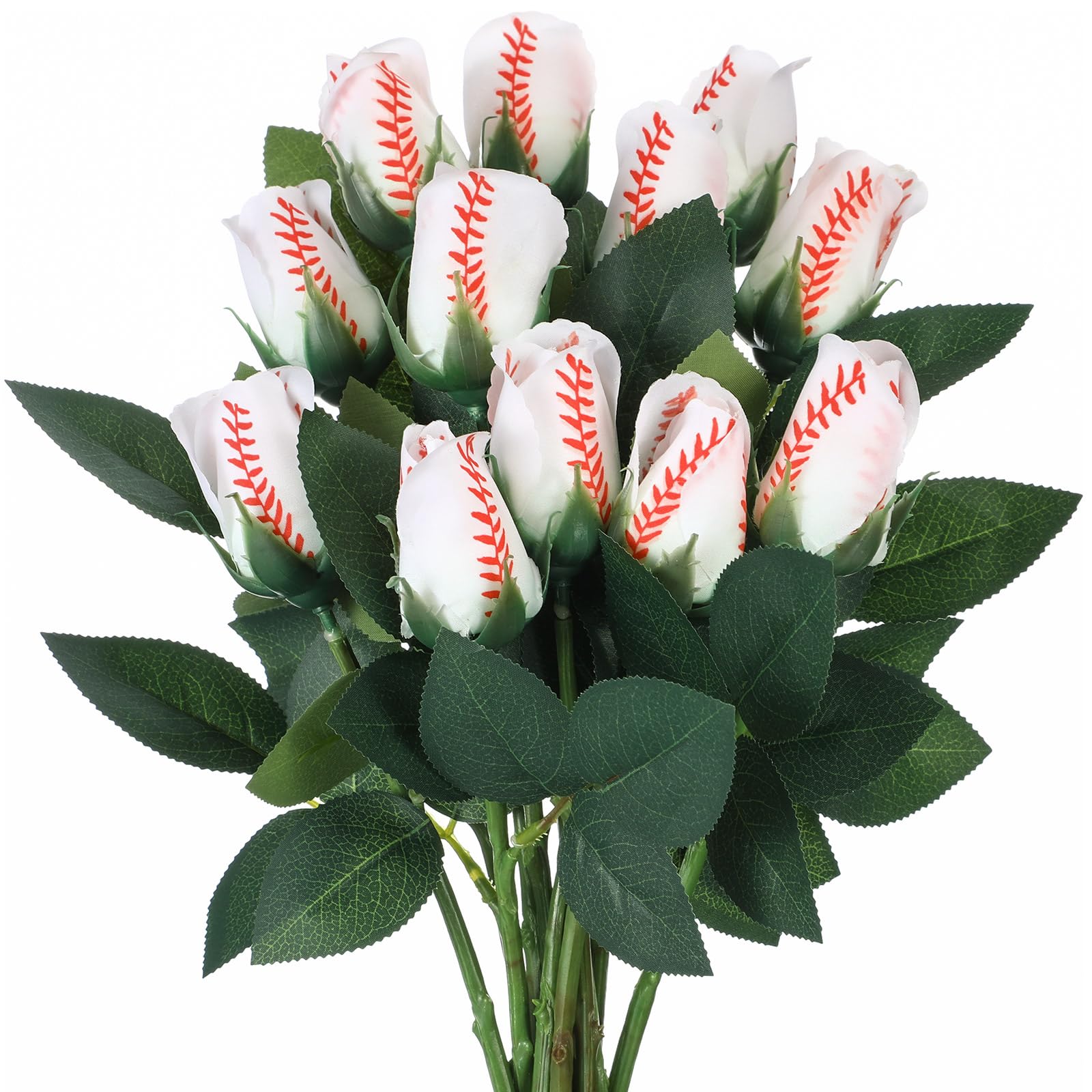Suhine baseball rose 12pcs stemmed flowers for decor and gifts.