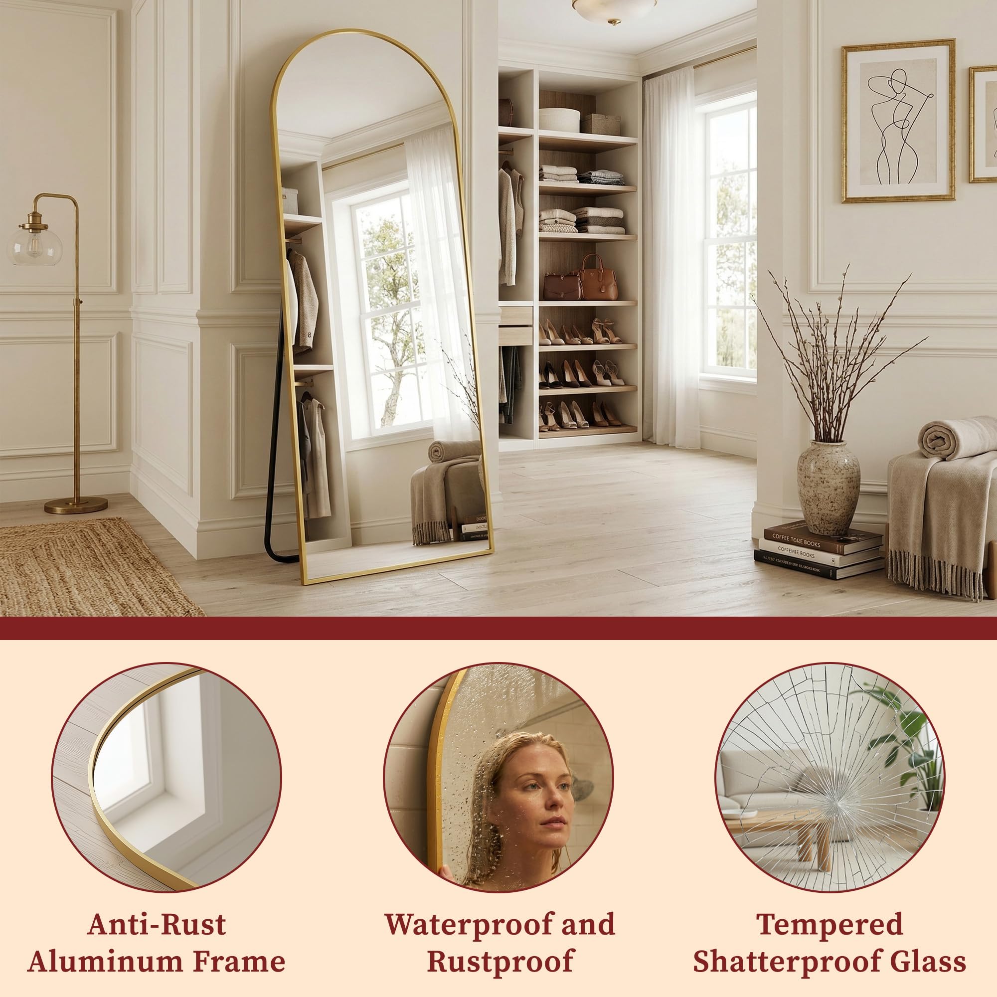 Suidia bedroom dressing-room mirror for daily grooming checks