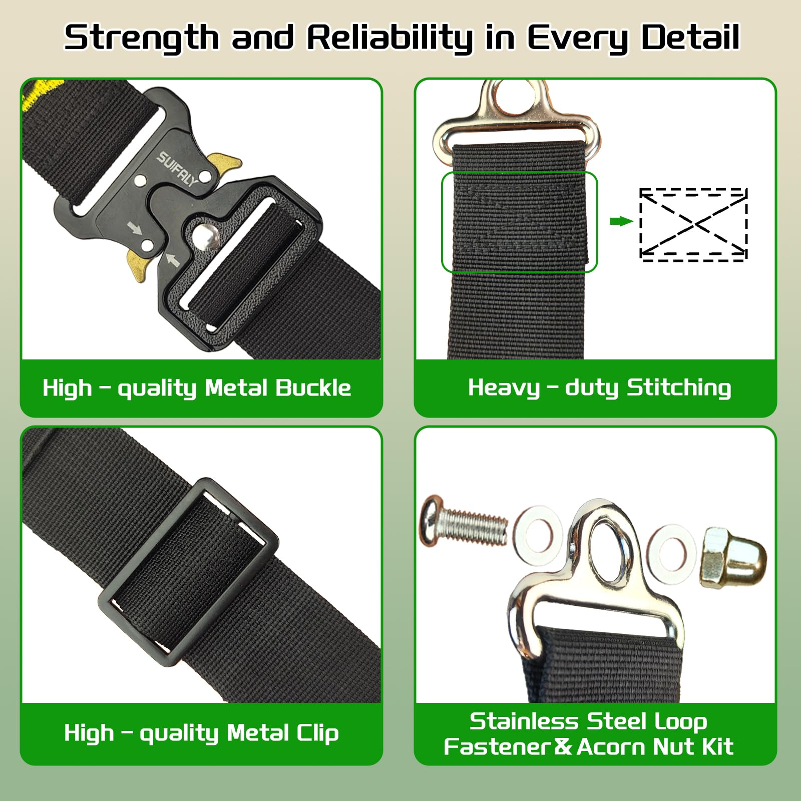 suifaly bite-resistant hardware close-up, built to withstand chewing and clawing.