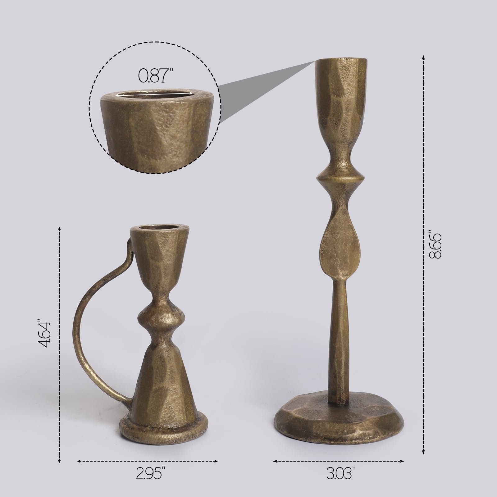 SUJUN antique brass cast iron candle holder large adds dramatic height for centerpieces