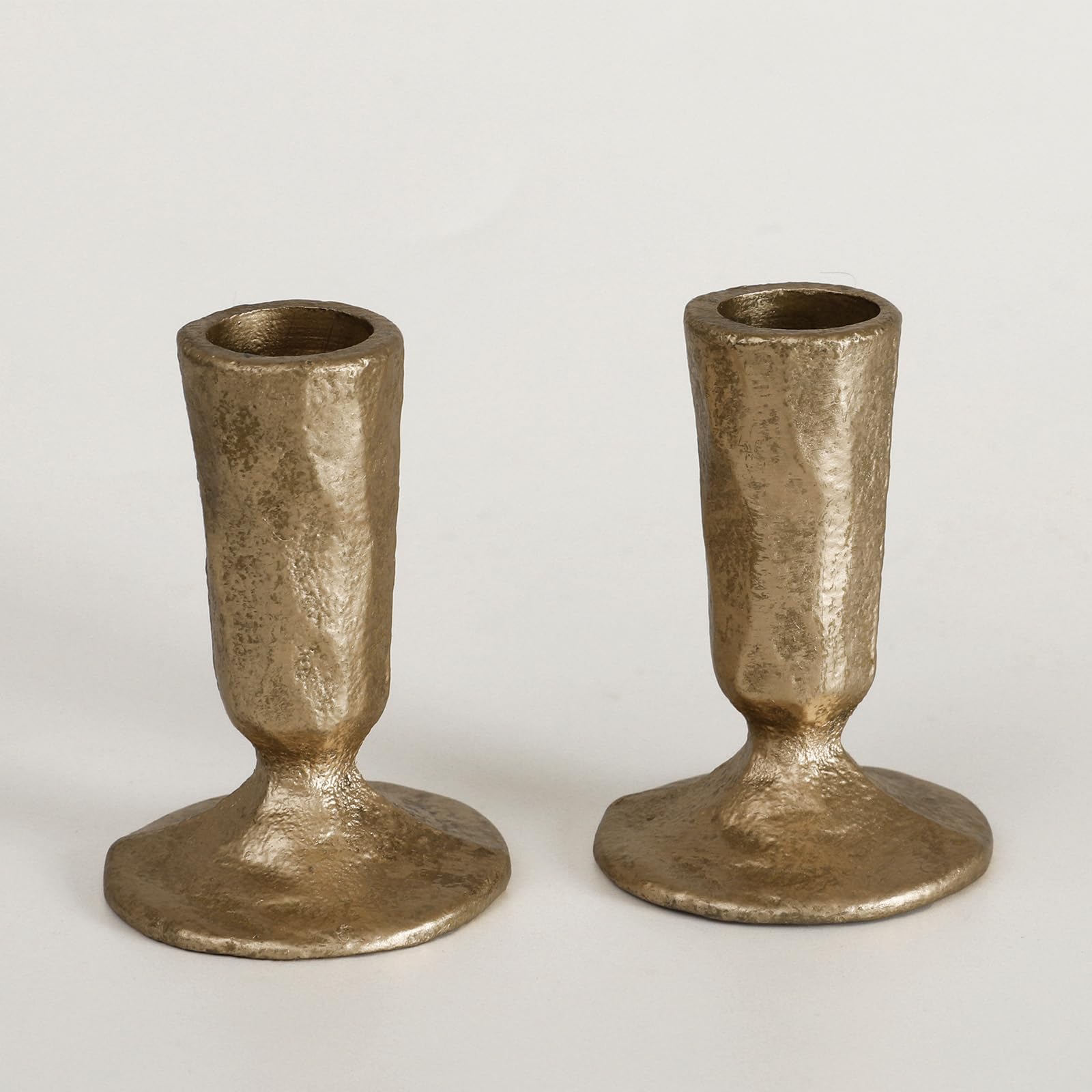 SUJUN antique brass taper candle holder base, showcasing sturdy timeless charm.