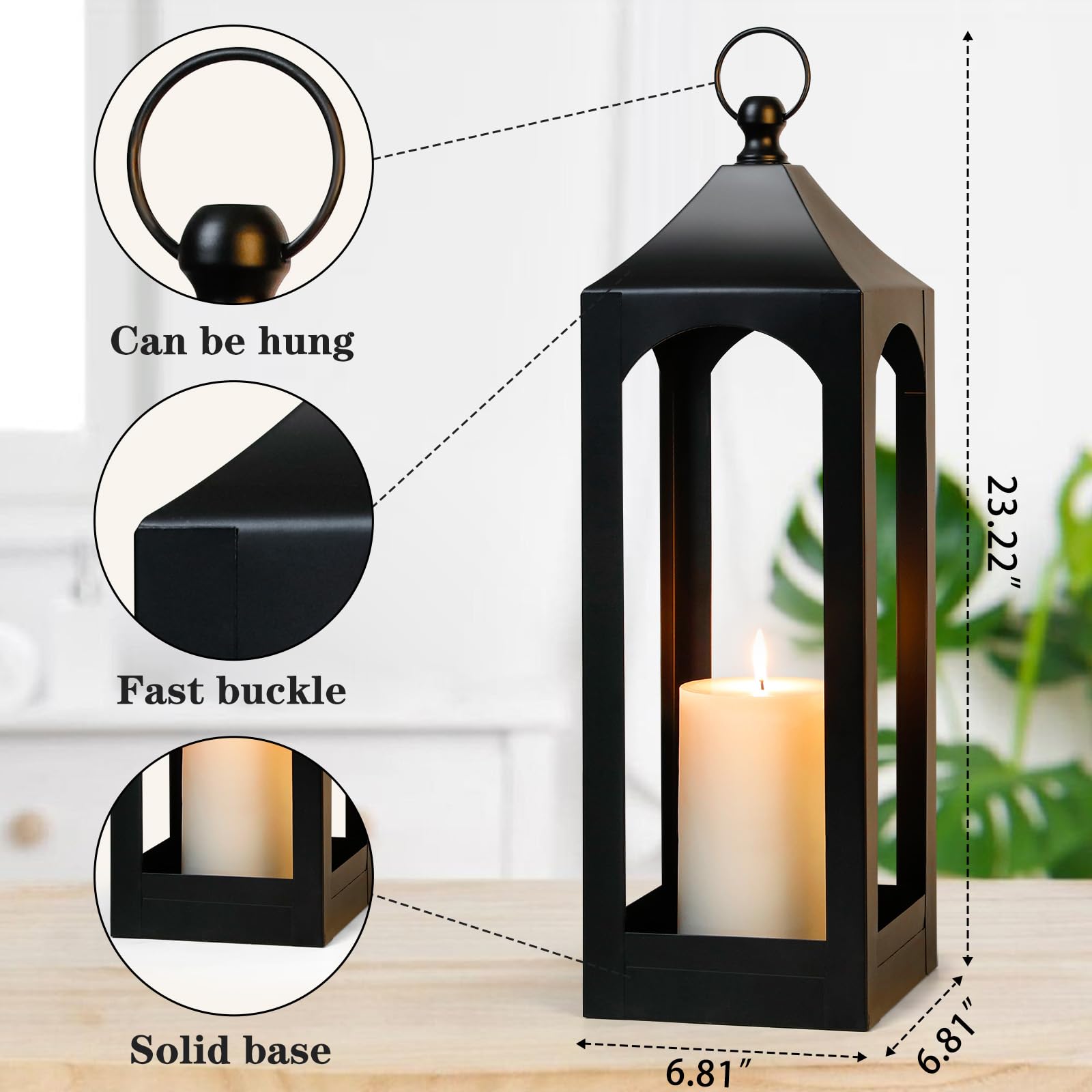 SUJUN black metal candle lantern hanging frame for ambient evenings
