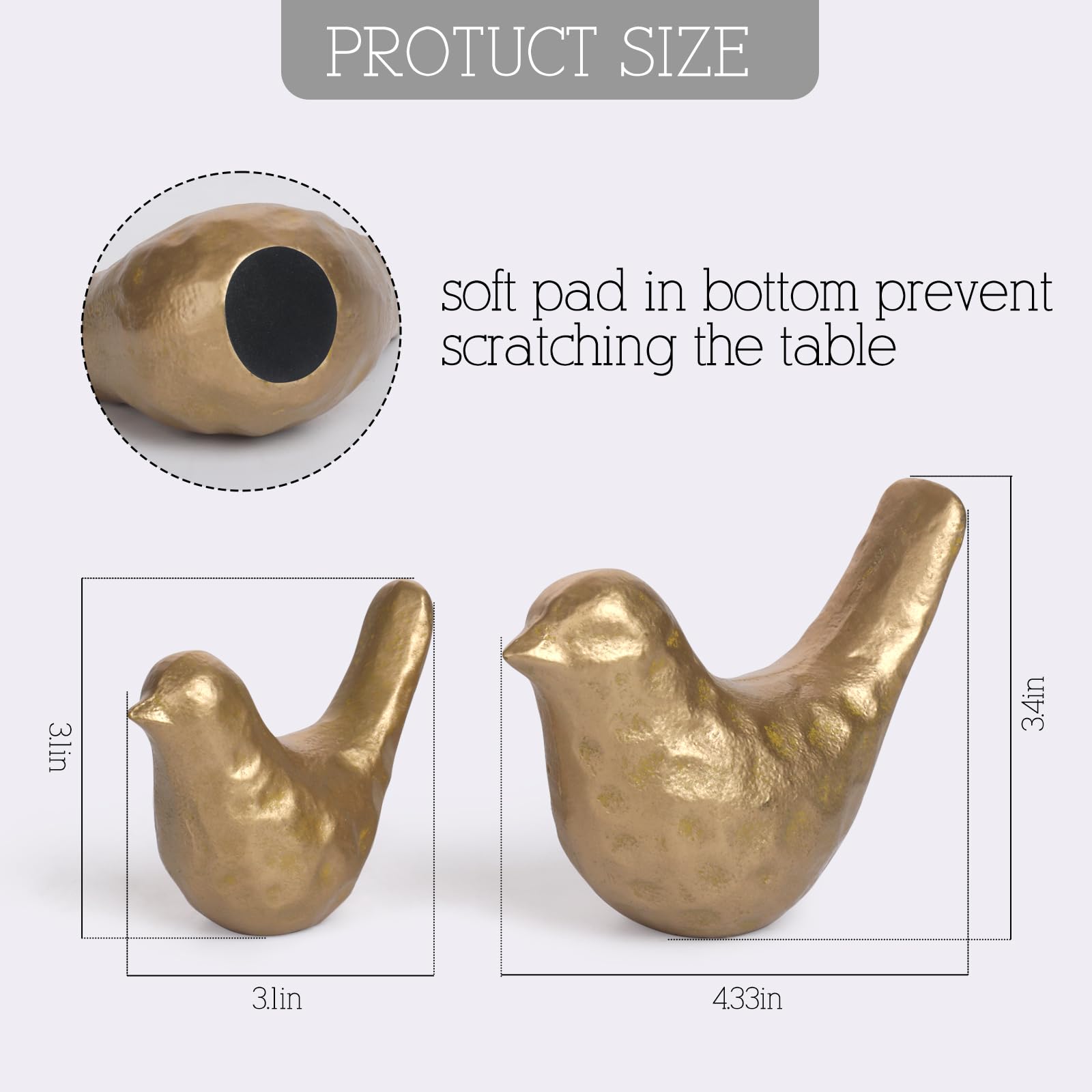SUJUN brass-coated bird figurine features scratch-resistant base