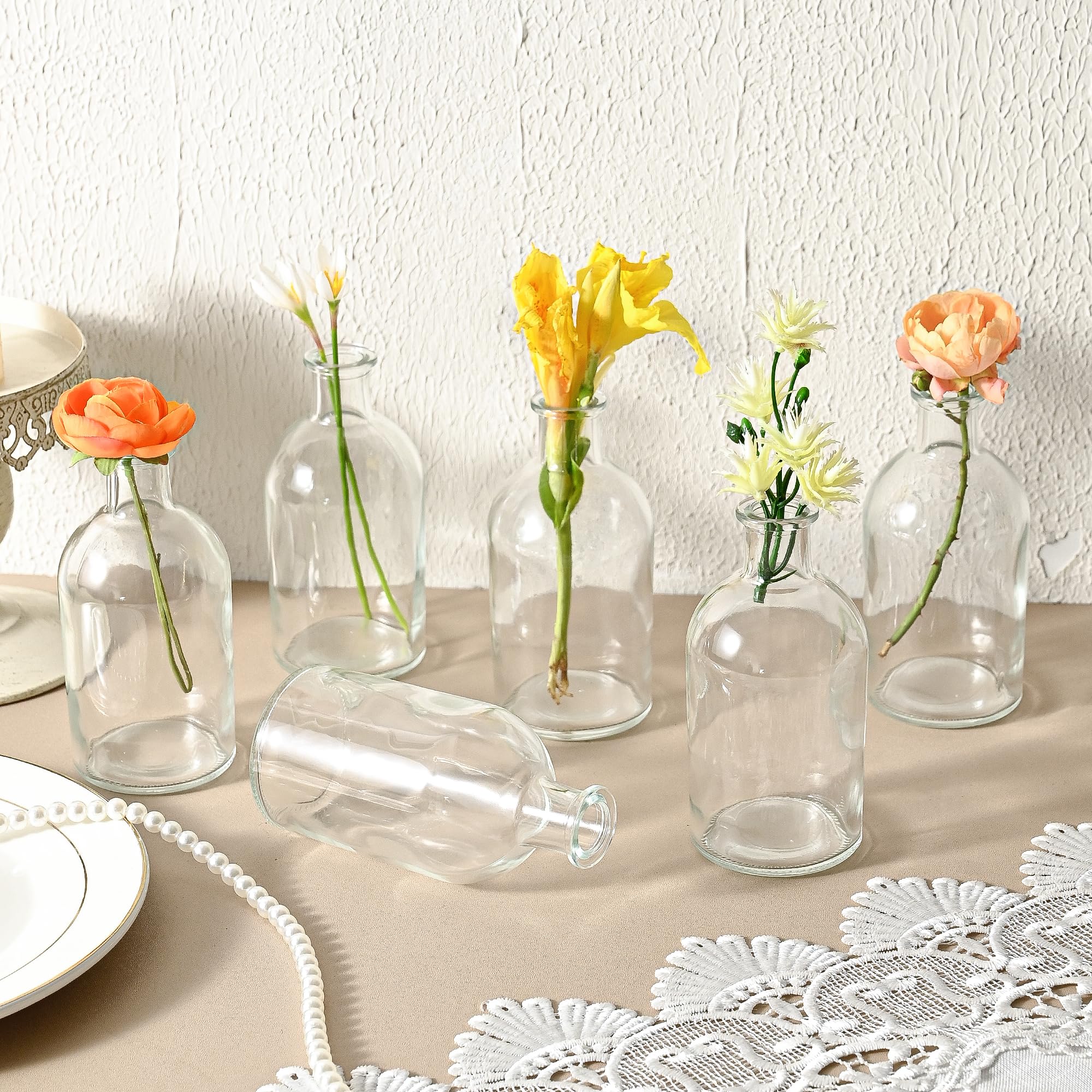 SUJUN thickened glass bud vases offer durable centerpieces for home or events