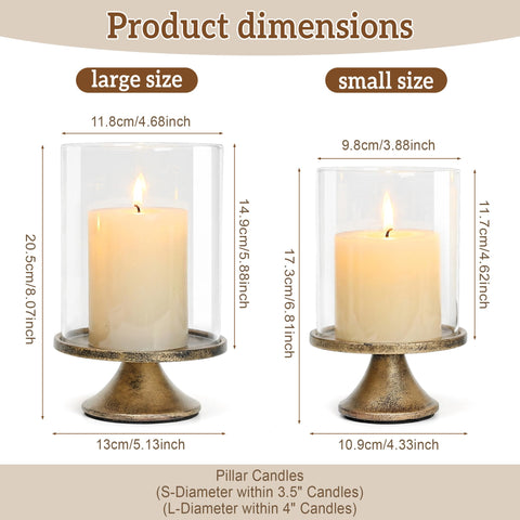 SUJUN hurricane candle holder, large size with glass dome, ideal for striking dining centerpieces