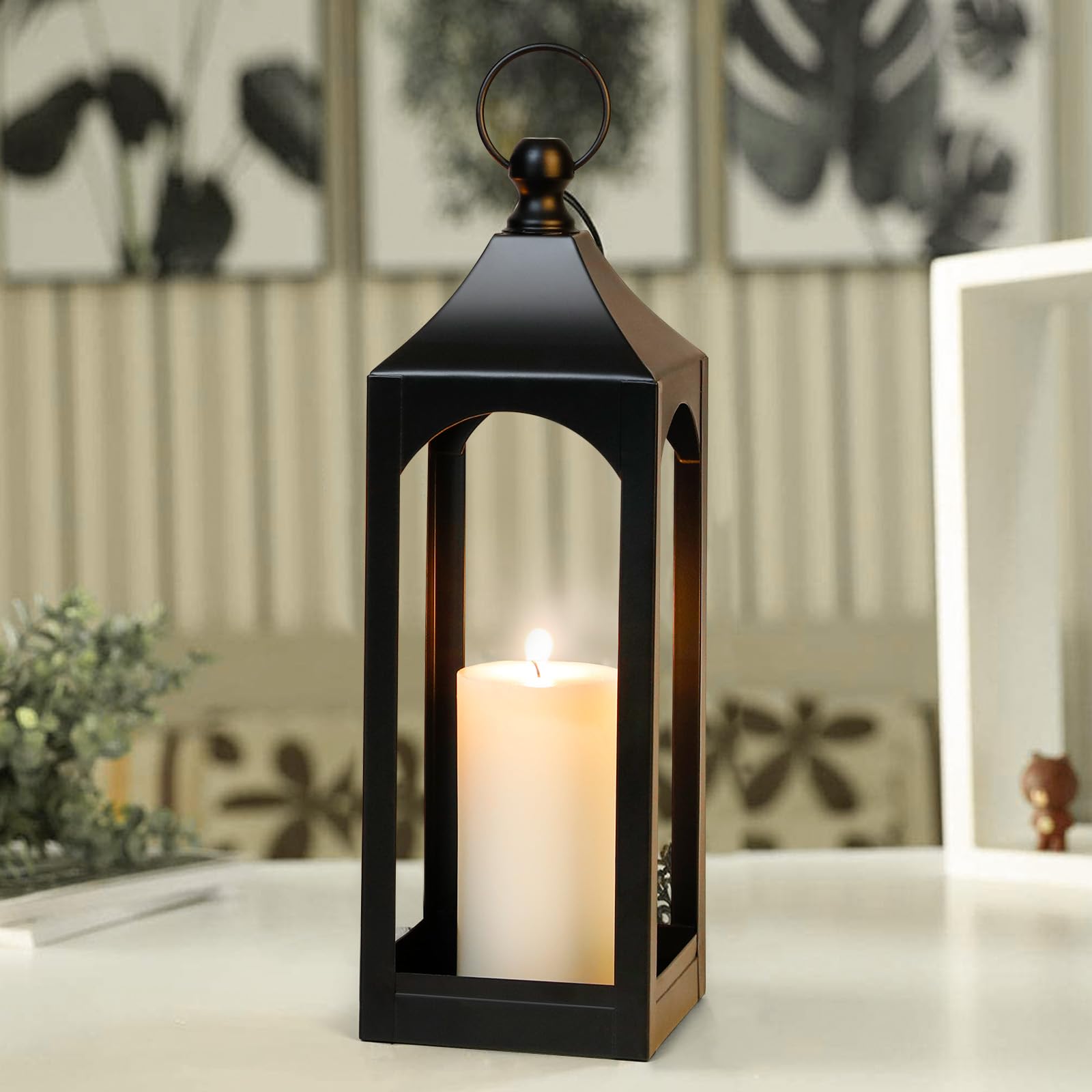 SUJUN outdoor indoor lantern suitable for porch, patio, or yard lighting.