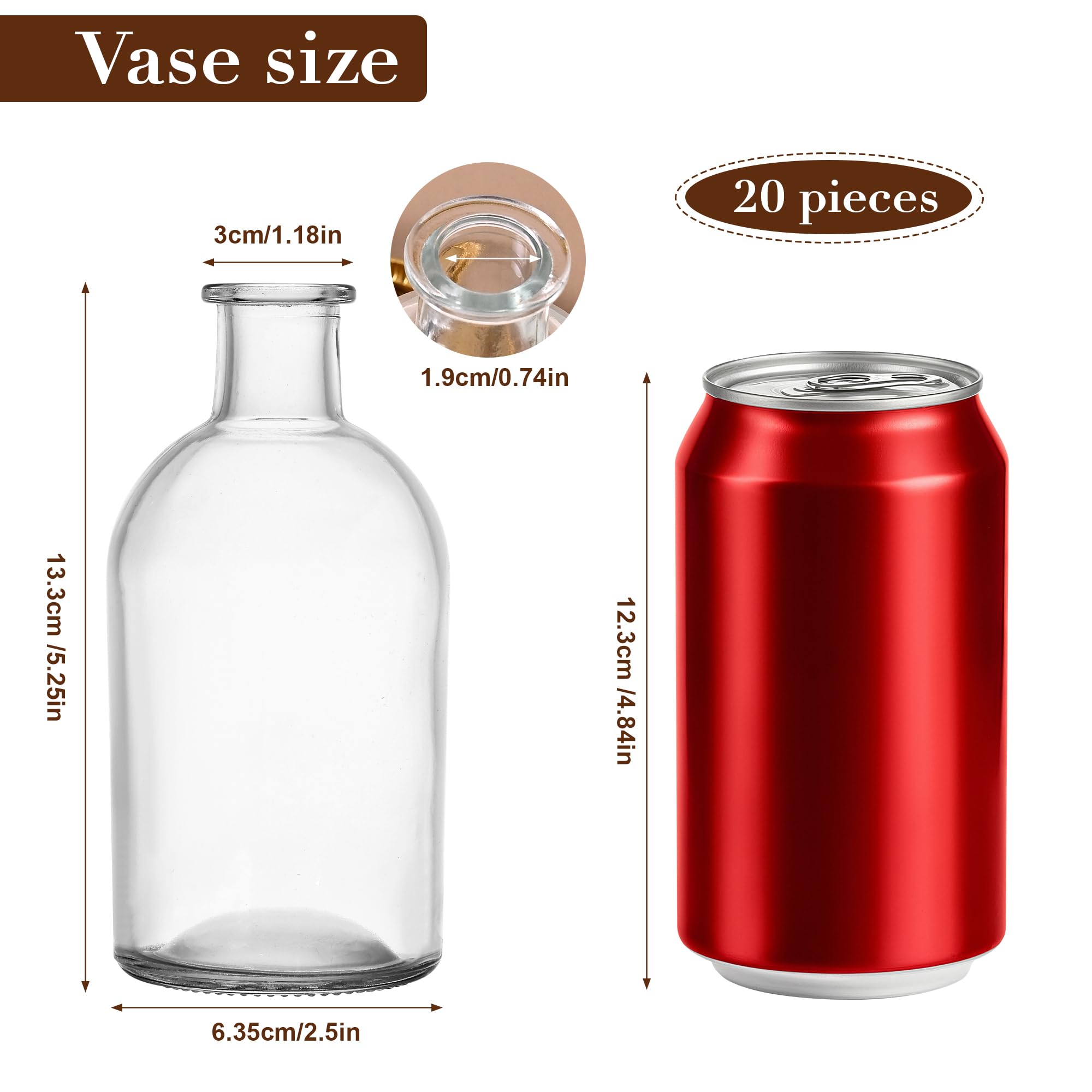 SUJUN slim-neck clear glass bud vase highlights a single stem on tabletops