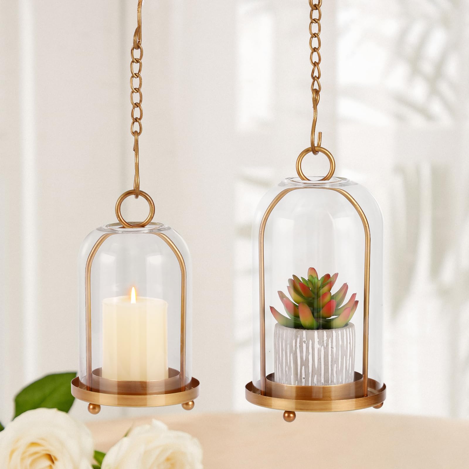 SUJUN lantern with pillars demonstrates candle or plant display versatility