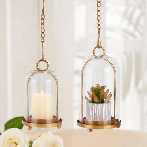SUJUN lantern with pillars demonstrates candle or plant display versatility