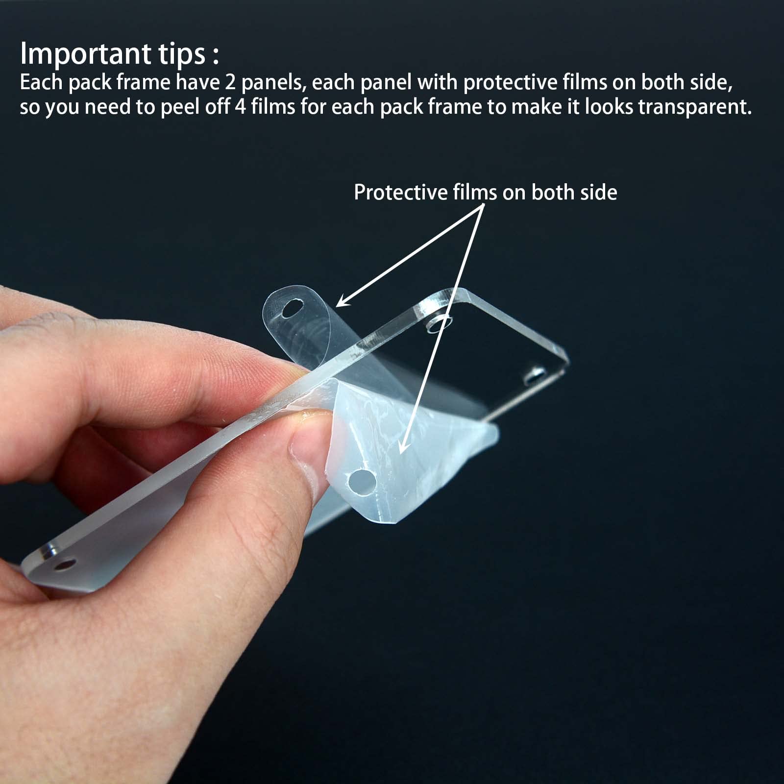 SULEPE acrylic frame with protective film removed reveals crystal-clear image.