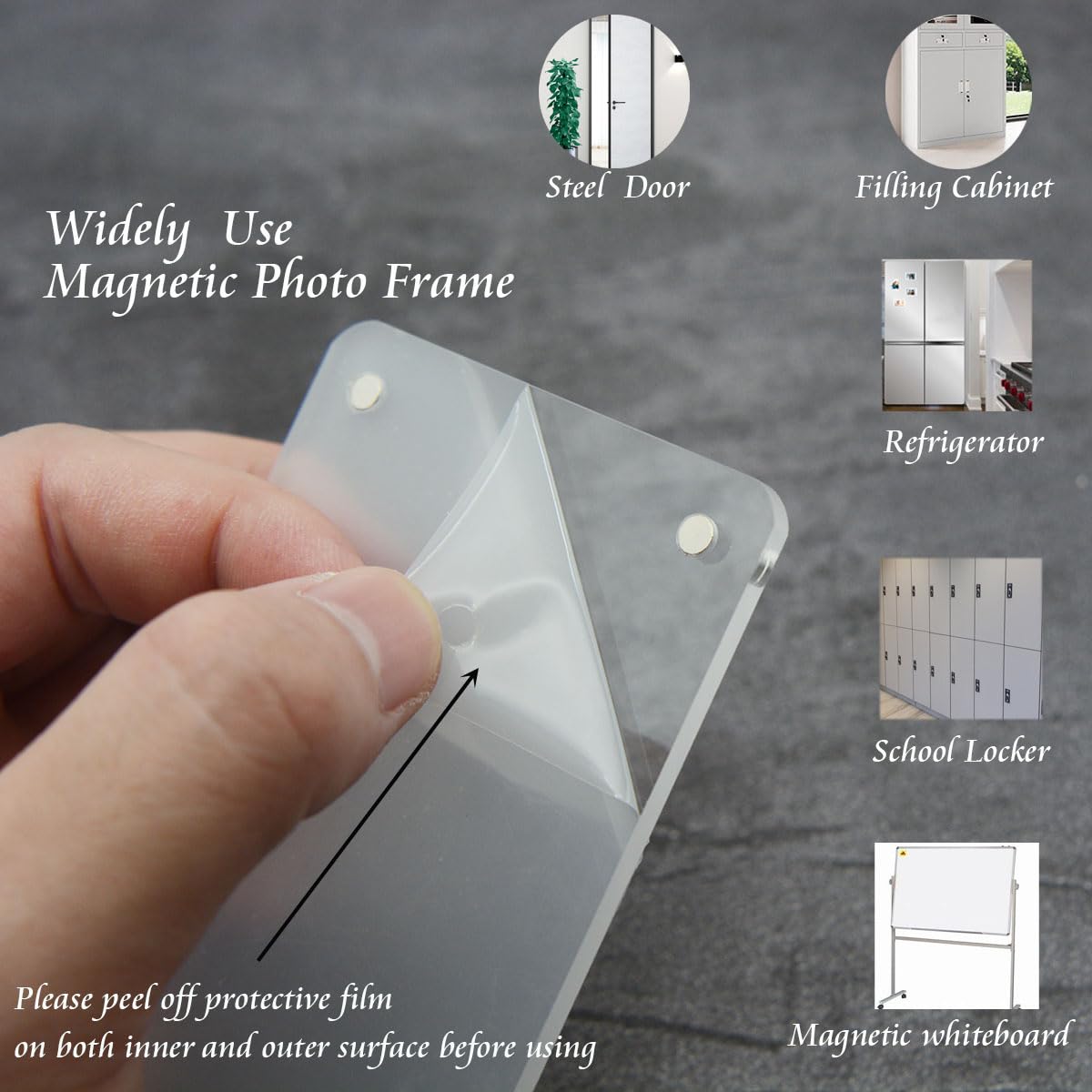 SULEPE fridge display shows photos with clear acrylic for bright memories.