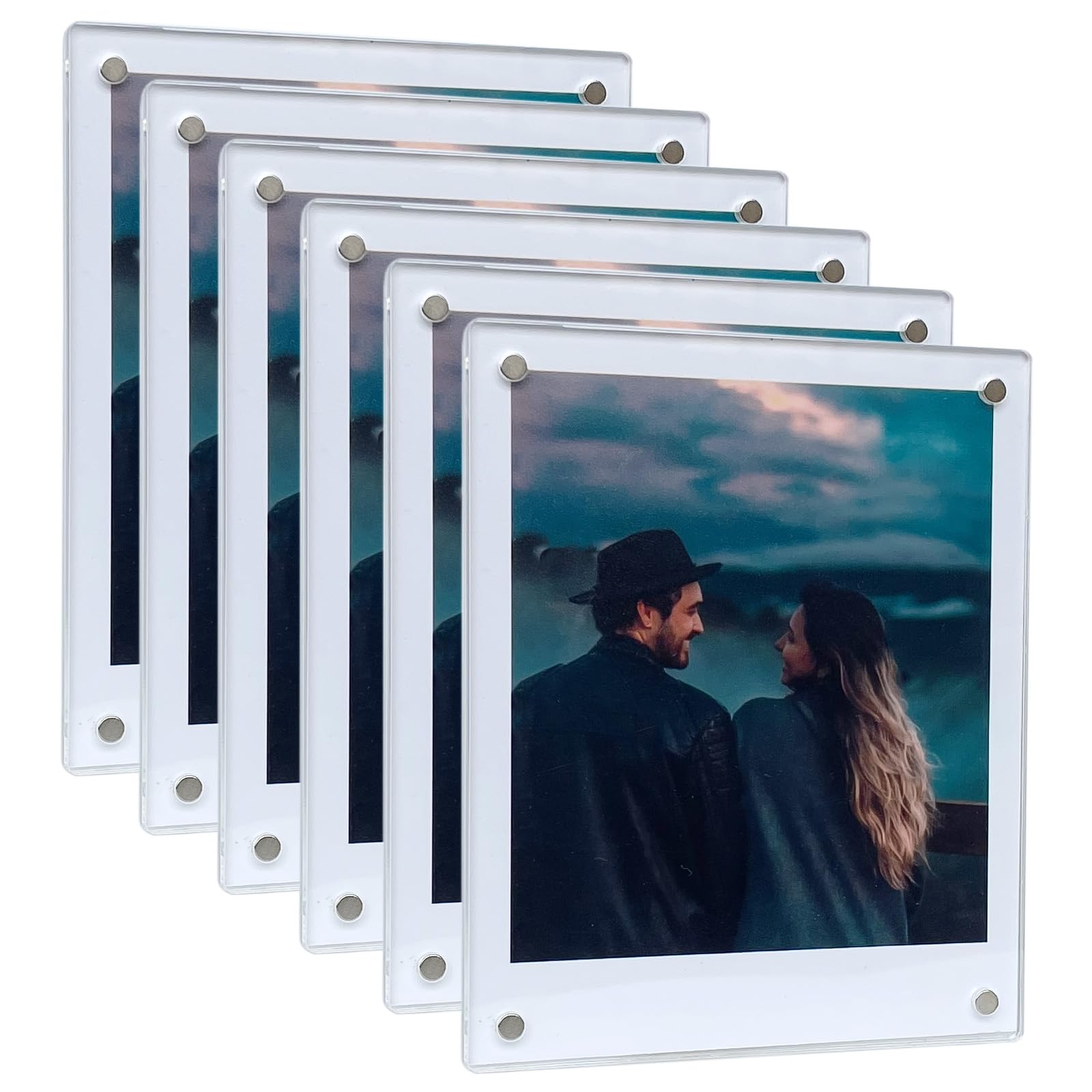 SULEPE magnetic Polaroid frame front view for quick fridge photo display with easy swap.