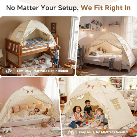 Sumbababy full bed tent light-reduction area highlights calmer sleep environment.