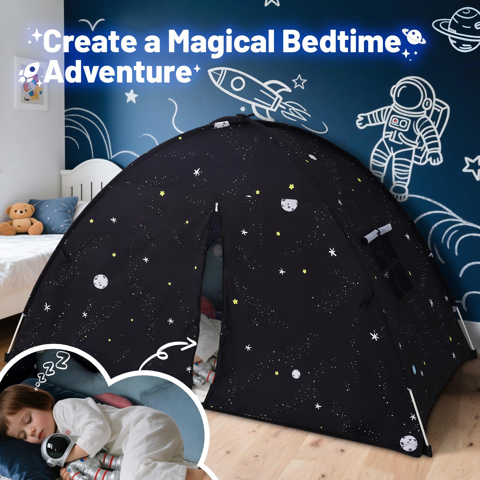 Sumbababy Teepee interior with star lights, roomy for friends.