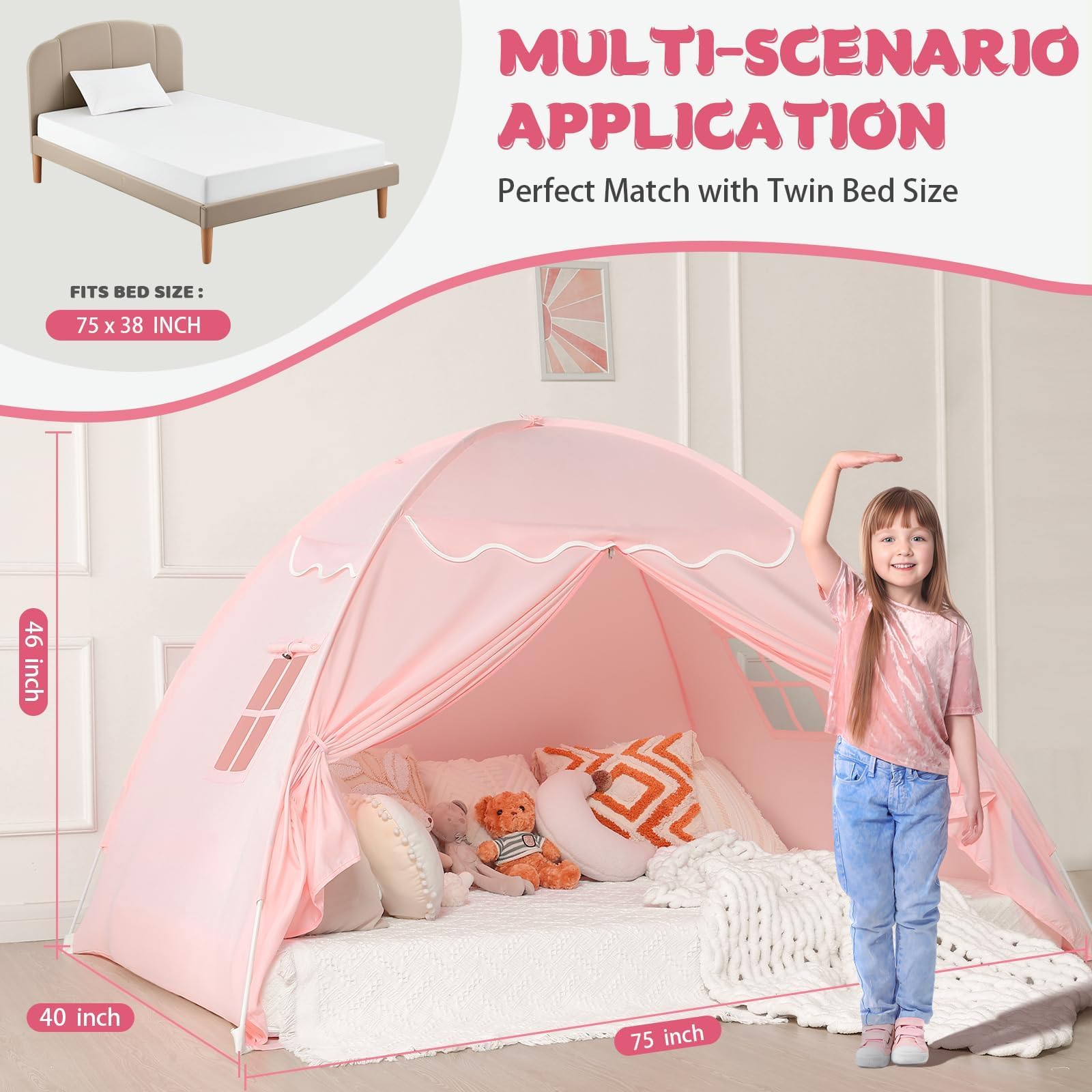 Sumbababy twin bed tent fabric made of soft polyester for gentle touch