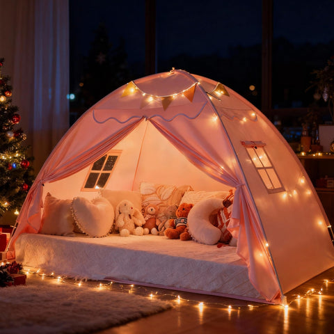 Sumbababy twin bed tent with star lights creates a cozy private space for kids