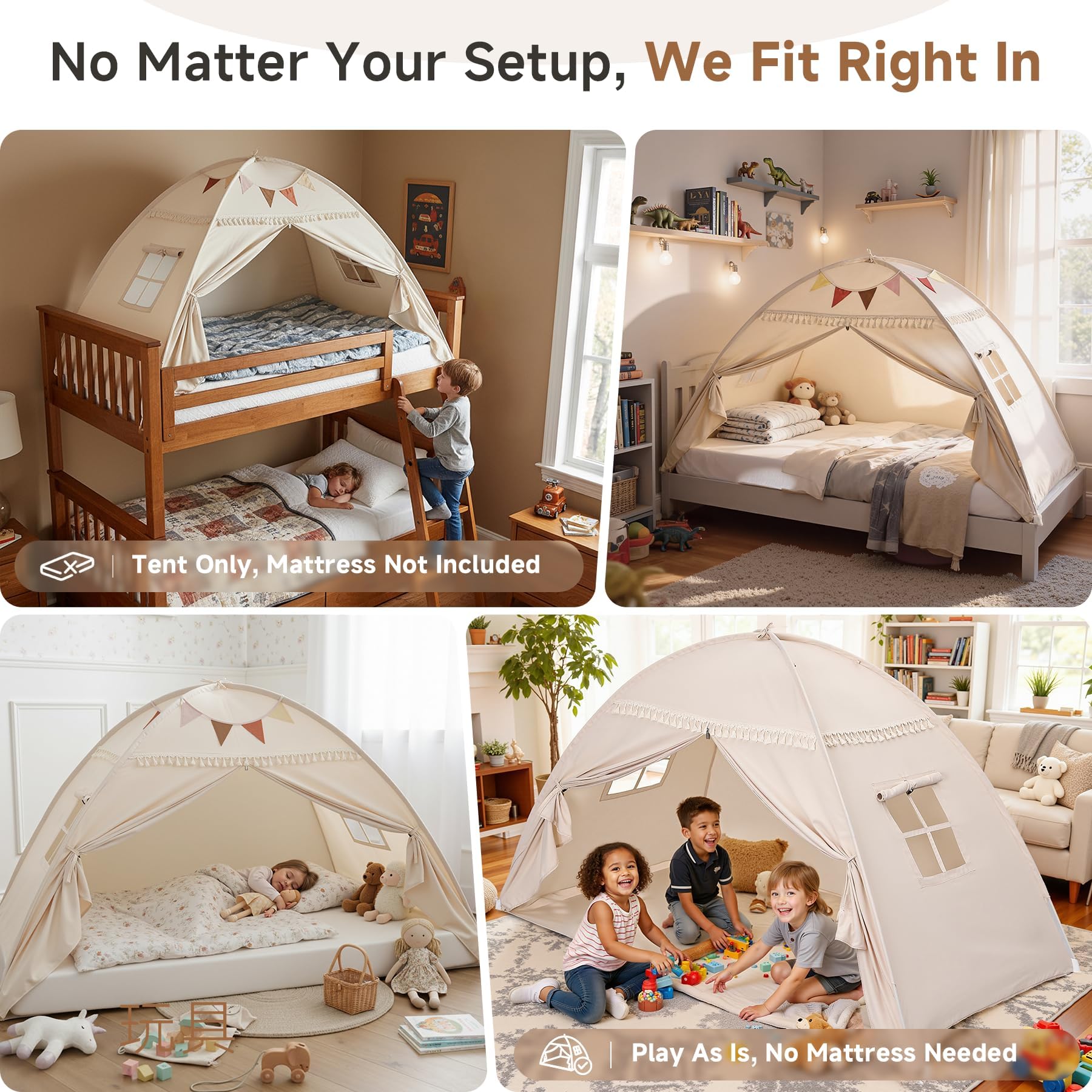 Sumbababy twin bed tent offers private space for calm bedtime routines.
