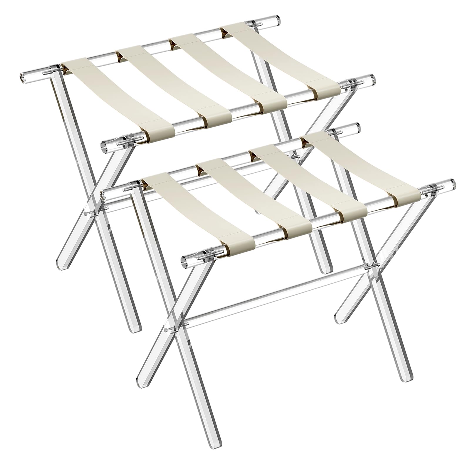 Sumerflos acrylic luggage rack assembled shows luxury and luggage-elevating organization