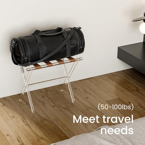 Sumerflos heavy-duty luggage rack supports 50–100 pounds of luggage.