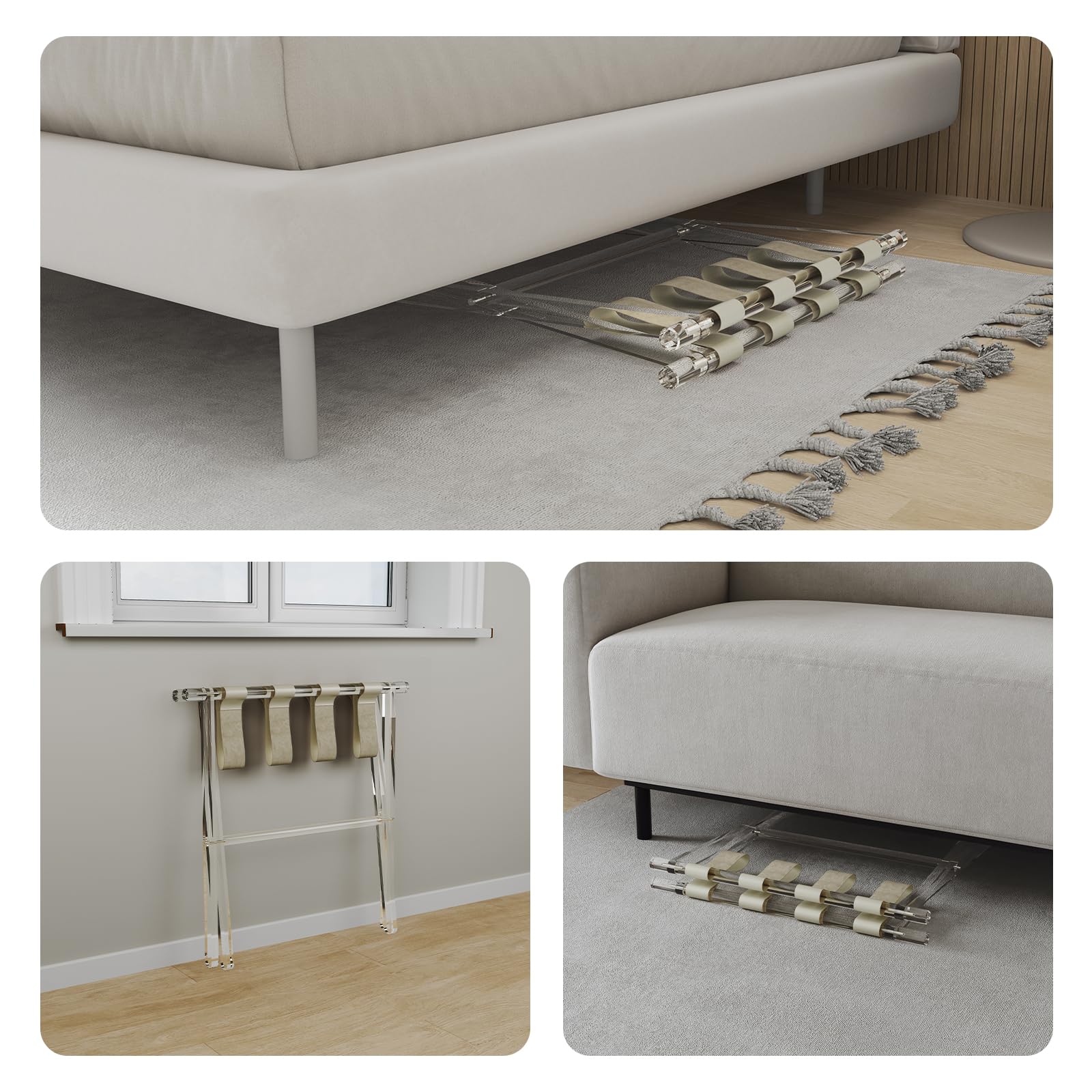 Sumerflos luggage rack in living room setup as a tidy accent piece