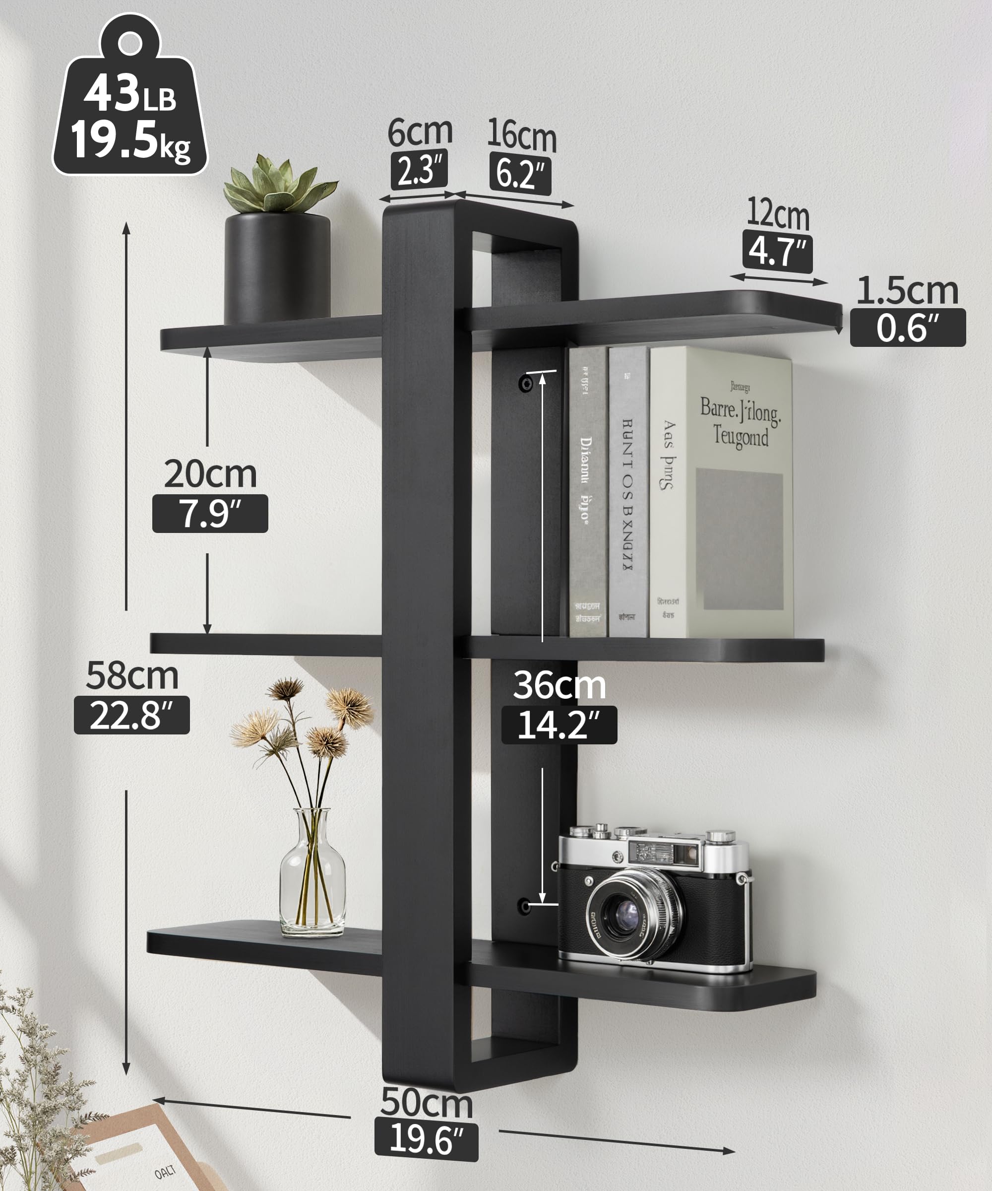 SUMGAR pine wood shelf unit with three tiers for organized spaces