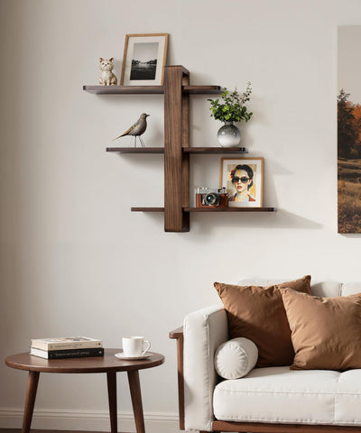 Spacious wall feature created by adjustable boards.