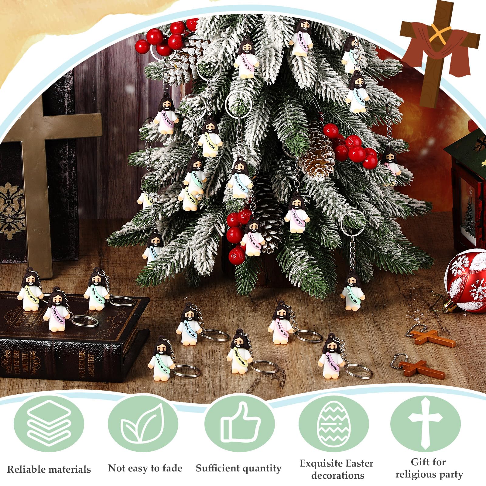 Sumind bulk Jesus keychain set ideal for events or gifts.
