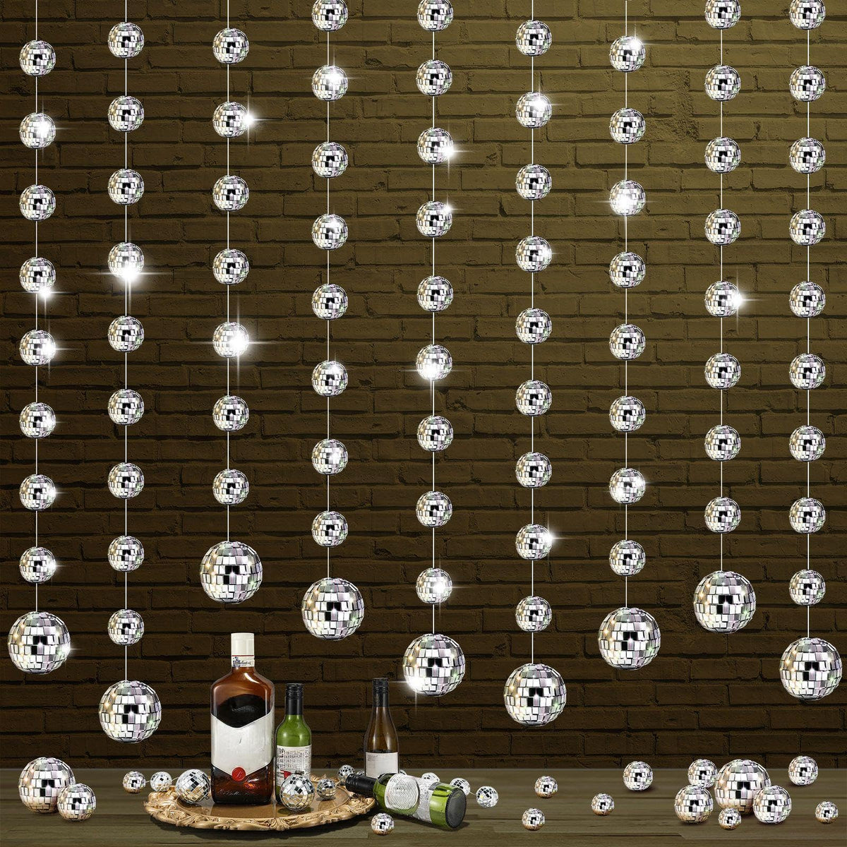 Sumind disco ball garland 8 strings creates a sparkling party backdrop.