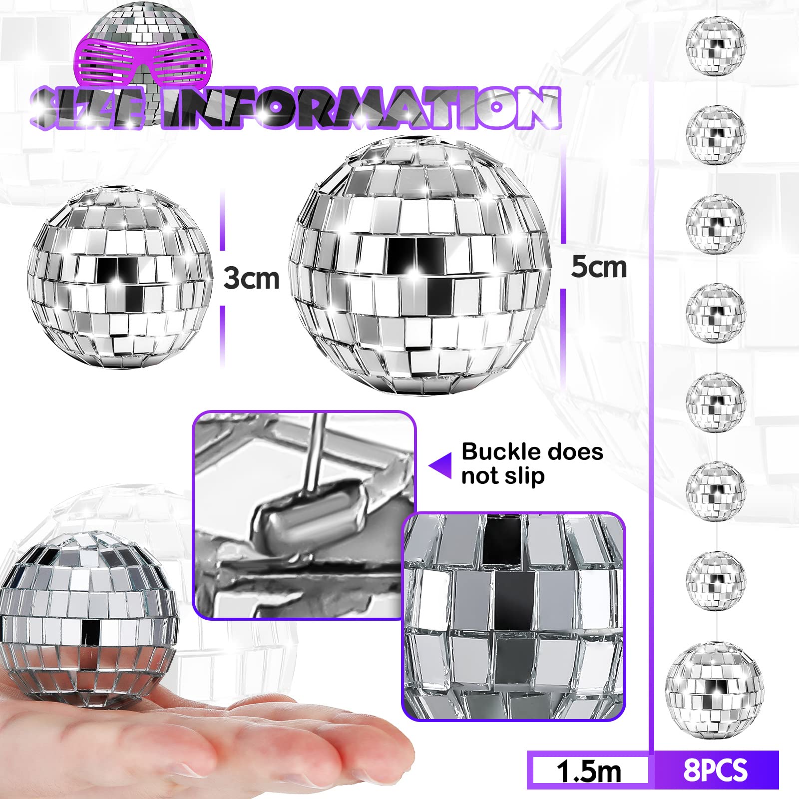 Sumind disco ball garland hanging banner shown overhead for ambient lighting.