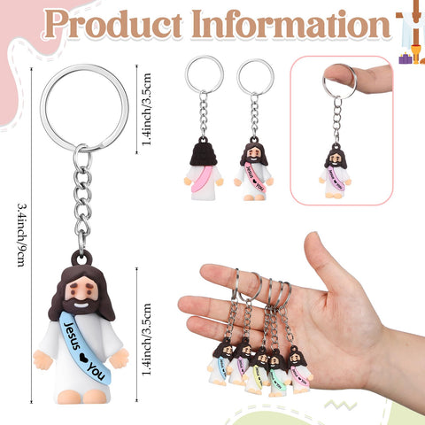 Sumind Jesus keychain in macaron color presenting a cheerful mini figure for bags.