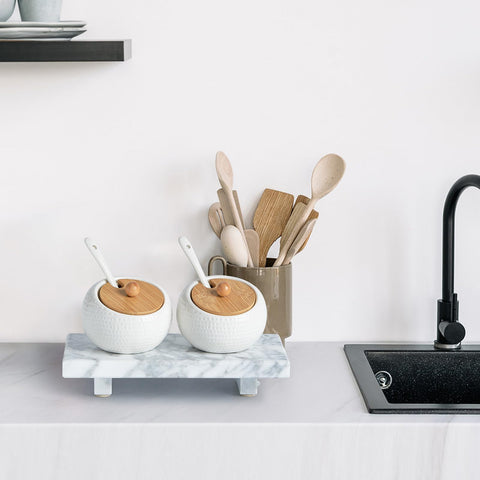 Sumlus marble tray waterproof and easy to wipe clean.