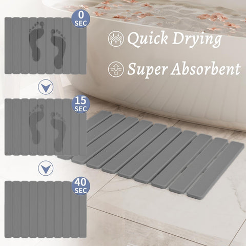 Summer&Kiss stone bath mat showing anti-slip backing for secure placement.