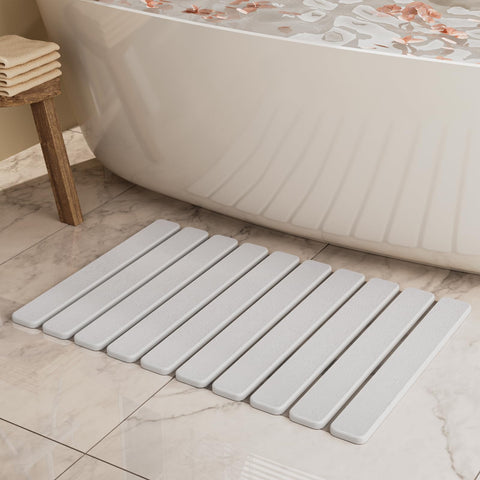 Summer&Kiss foldable stone bath mat with compact storage and quick drying