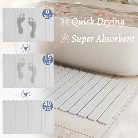 Summer&Kiss anti-slip backing detail ensures secure grip on smooth bathroom floors.