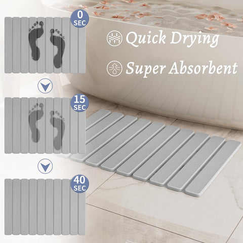 Summer&Kiss anti-slip stone bath mat with textured surface for secure footing.