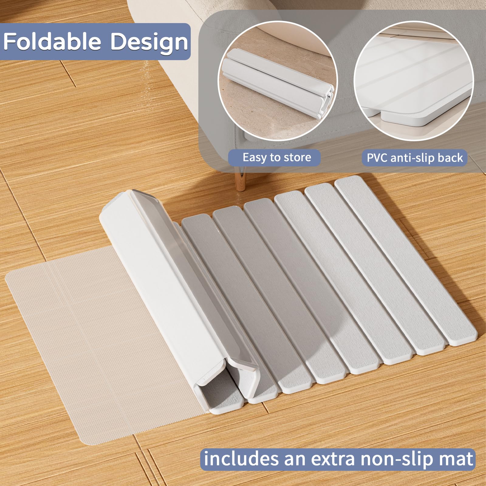 Summer&Kiss foldable mat doubles as a dish-drying mat on kitchen counters.