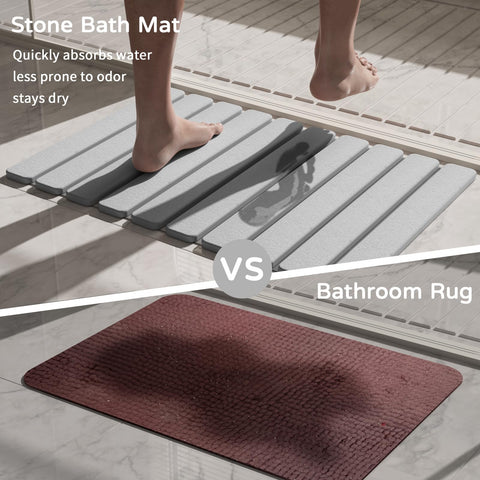 Summer&Kiss roll-up stone mat stores neatly when not in use.