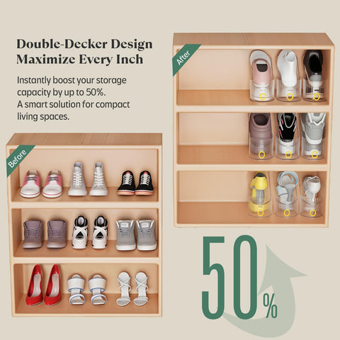 SummerVines Clear 20-Pack Shoe Slot Organizer close-up shows anti-slip top flap.