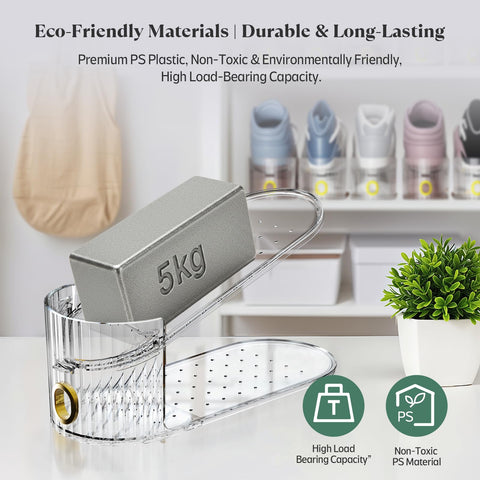 SummerVines Clear 20-Pack Shoe Slot Organizer double-deck design doubles storage space.