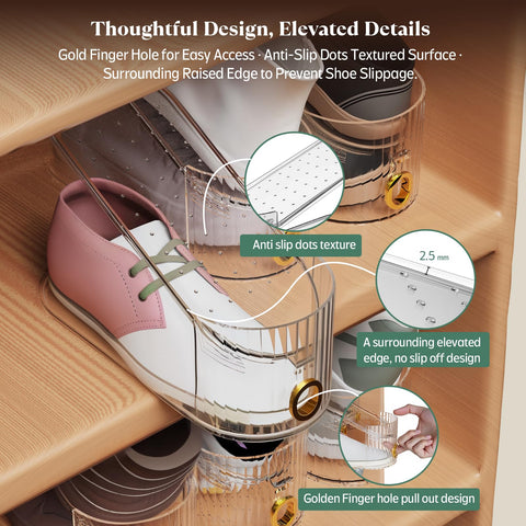 SummerVines Clear 20-Pack Shoe Slot Organizer durable PET plastic for long-lasting use.