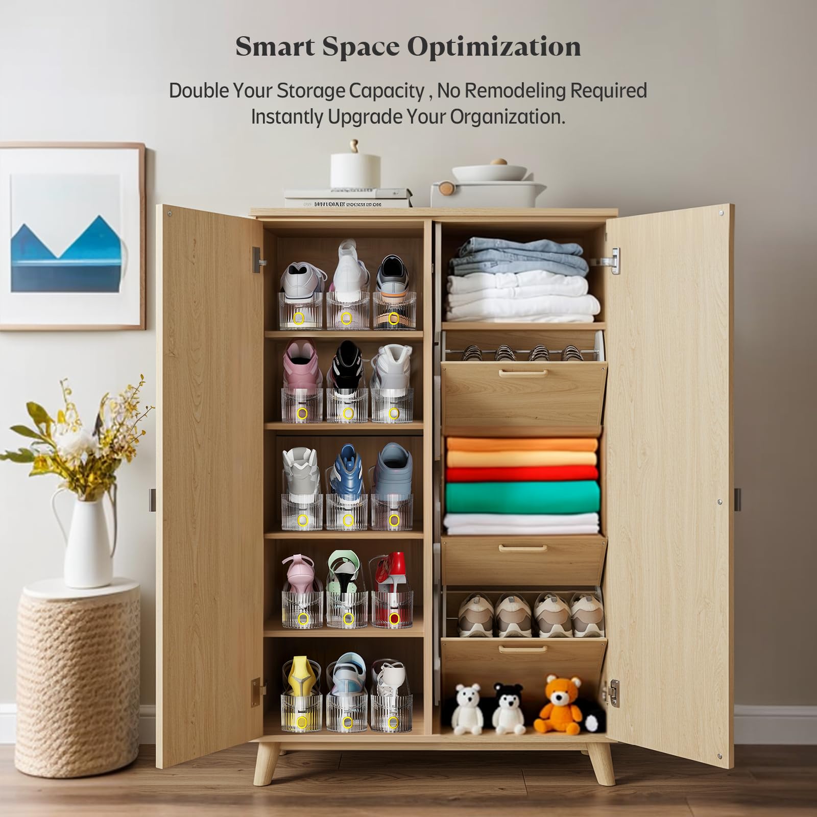 SummerVines Clear 20-Pack Shoe Slot Organizer helps keep footwear organized and accessible.