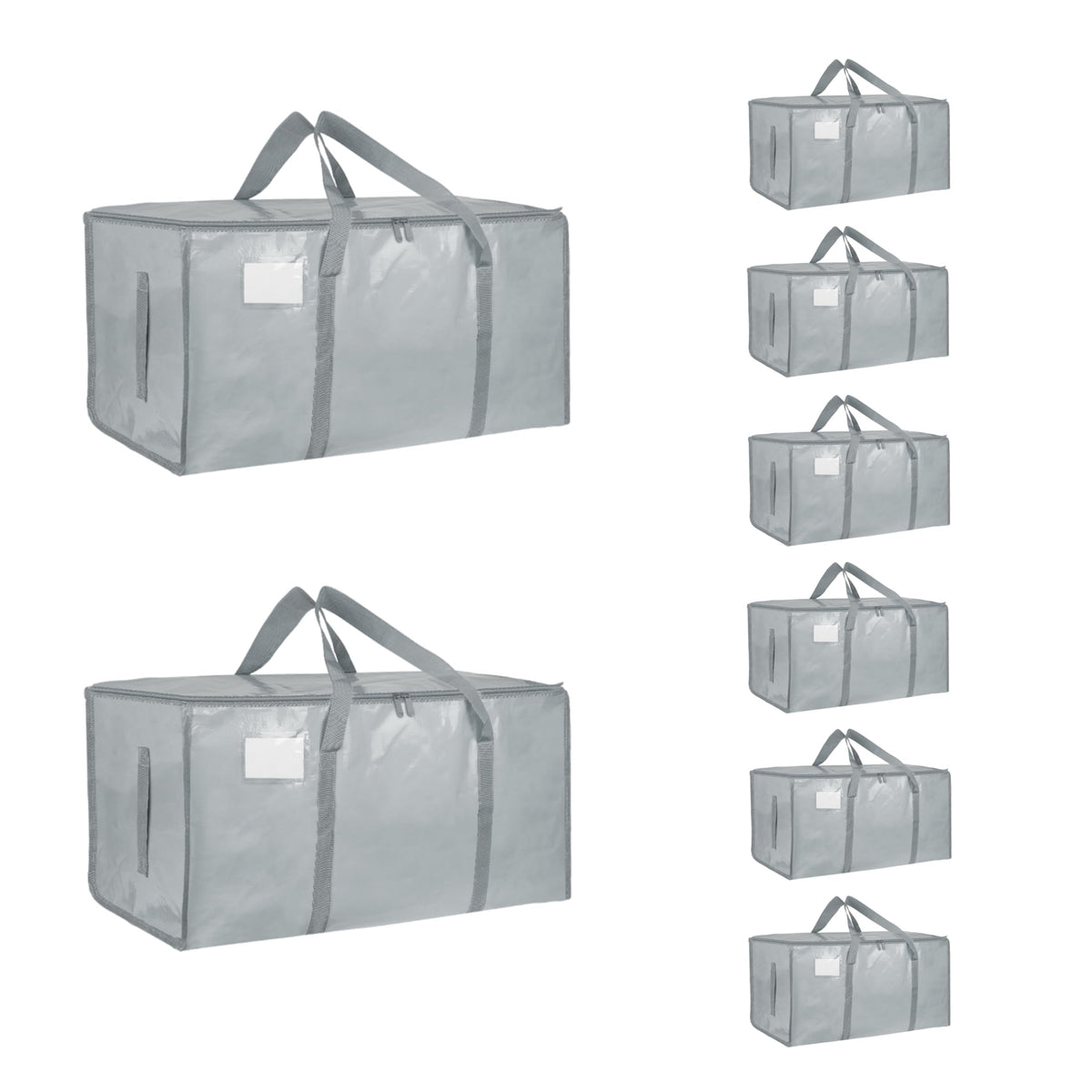 SummitFlare 8-pack extra large moving bags folded neatly under the bed for compact storage.