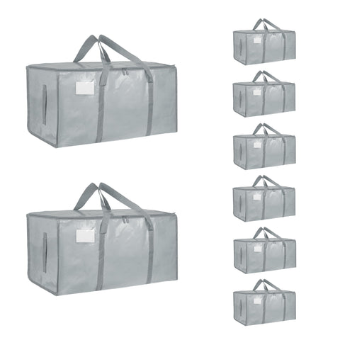 SummitFlare 8-pack extra large moving bags folded neatly under the bed for compact storage.