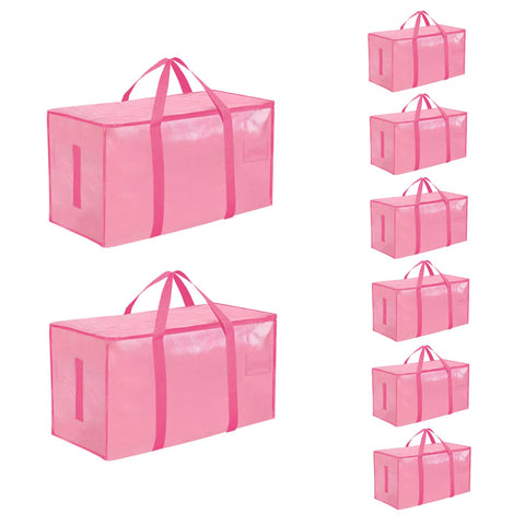 SummitFlare 8-pack pink moving bags with 95L capacity for bedding and coats