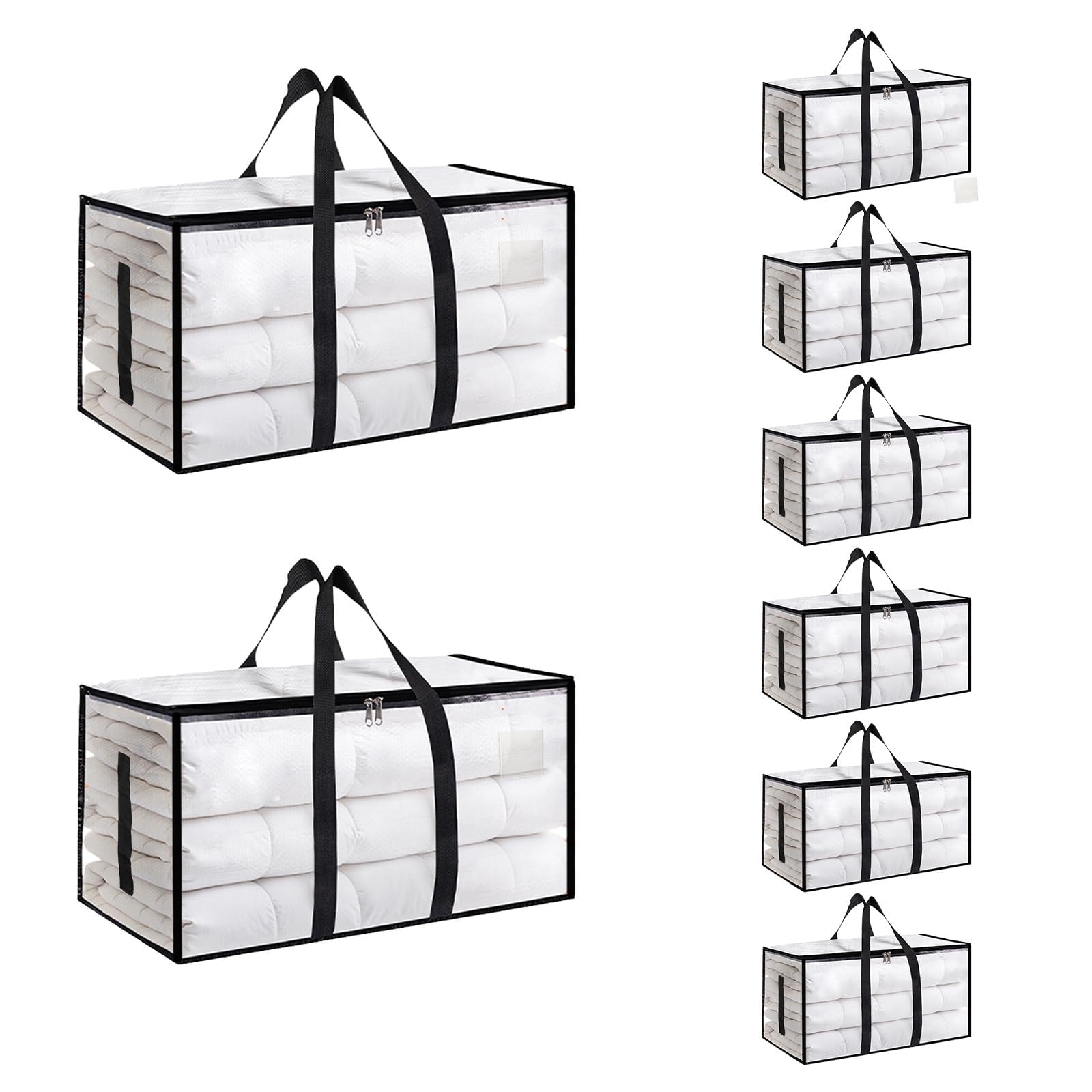 SummitFlare 8-pack heavy-duty bags folded under the bed for compact storage.
