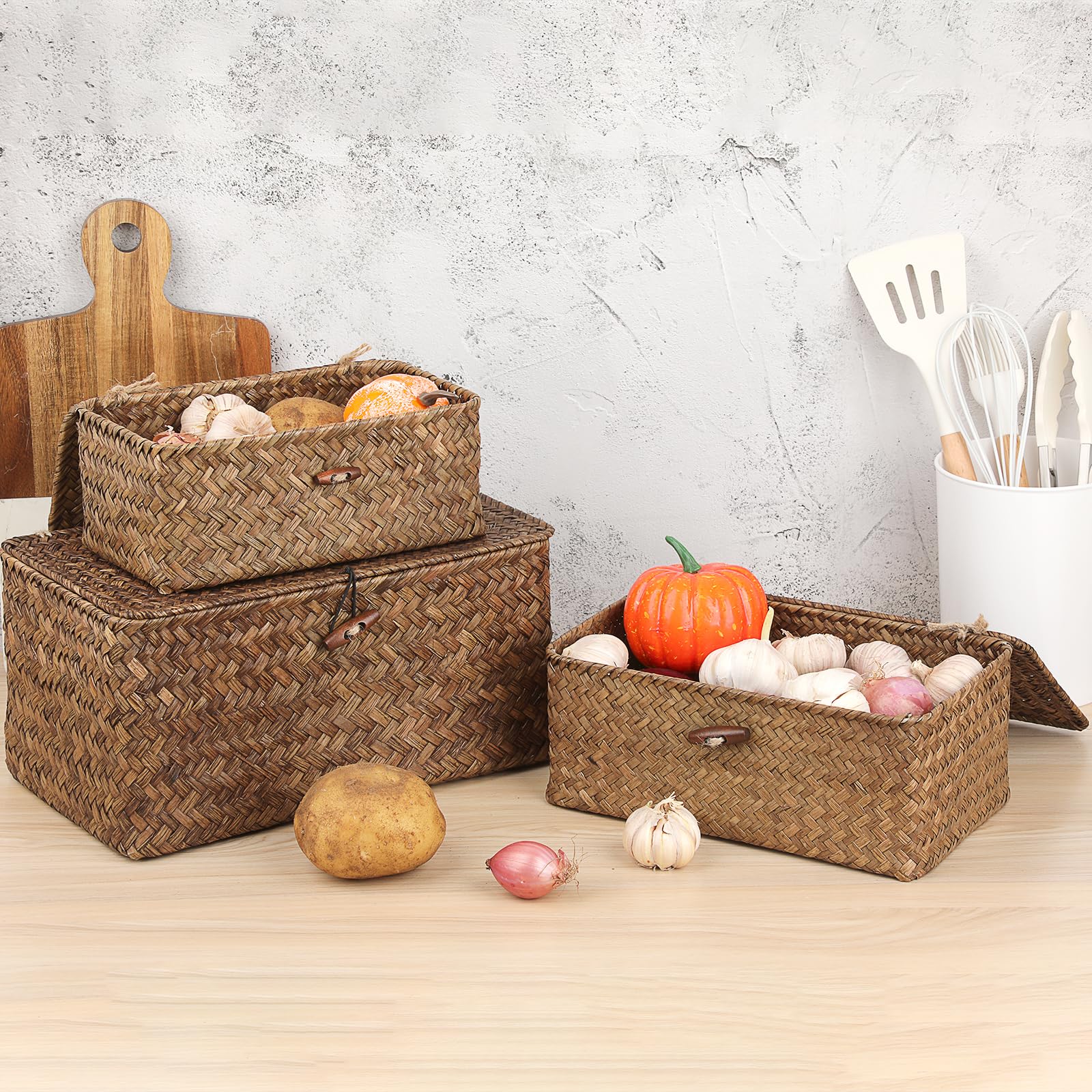 Sumnacon nightstand storage basket creates tidy surfaces and quick access.