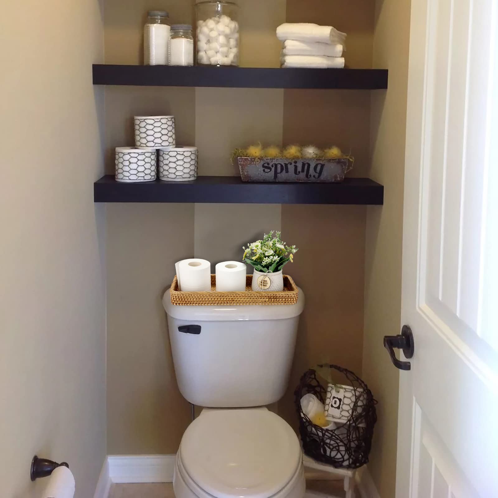Sumnacon rattan storage basket bin adding natural decor while organizing cosmetics and wipes