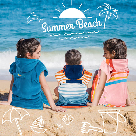 SUN CUBE Kids Changing Robe Sunset Pink after-swim dry robe, keeps kids warm and comfy.