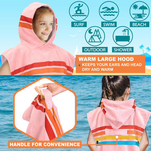 SUN CUBE Kids Changing Robe Sunset Pink lightweight wearable towel, ideal for travel.